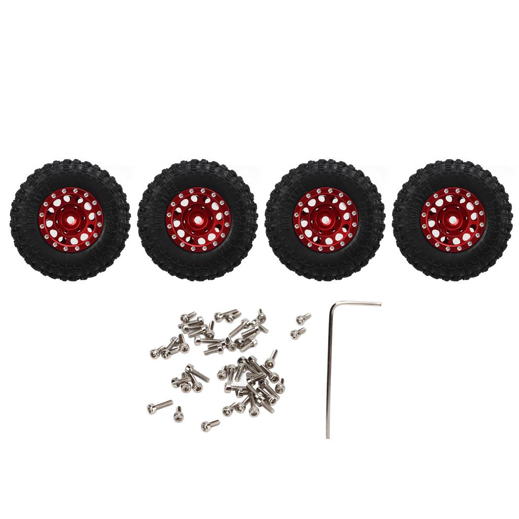 4pcs RC Tire and Wheels Set Aluminum Alloy Rims Hub Rubber Tires for Axial SCX24 1 24 RC Car
