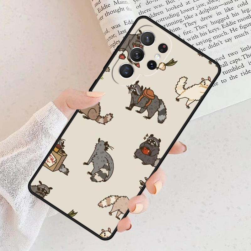 Cute Raccoon Soft Back Phone Case For Samsung Galaxy S25 S23 S30 S8 S21 S20 FE S24 S22 Note 10 20 S8 Plus lite Ultra