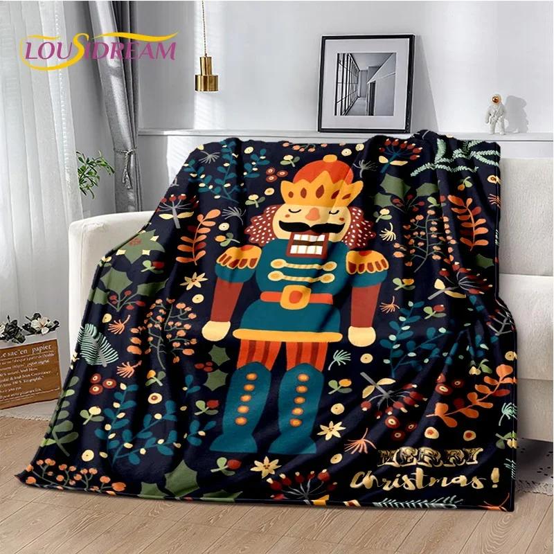 Christmas Tree New Year Nutcracker Cartoon Fairy Tales Blanket,Soft Throw Blanket for Home Bedroom Bed Sofa Cover Child Gift