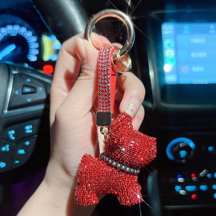 New Diamond Bulldog Puppy Keychain: Cute & Exquisite Charm for Keys or Bags