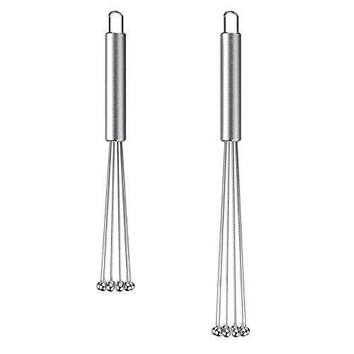 Ntcpefy 2-Piece Stainless Steel Ball and Wire Egg Whisk Set for Kitchen Cooking, Stirring, Whisking, and Beating