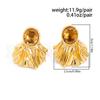 Vintage Metal Wave Petal Stud Earrings for Women Fashion Simple Elegant Texture Rhinestone Charm Earrings Female Jewelry