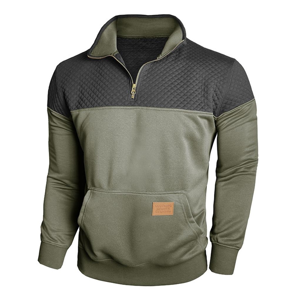 Men's Pullover Long Sleeved Stand Up Collar Sweatshirt Casual Collar Base Shirt