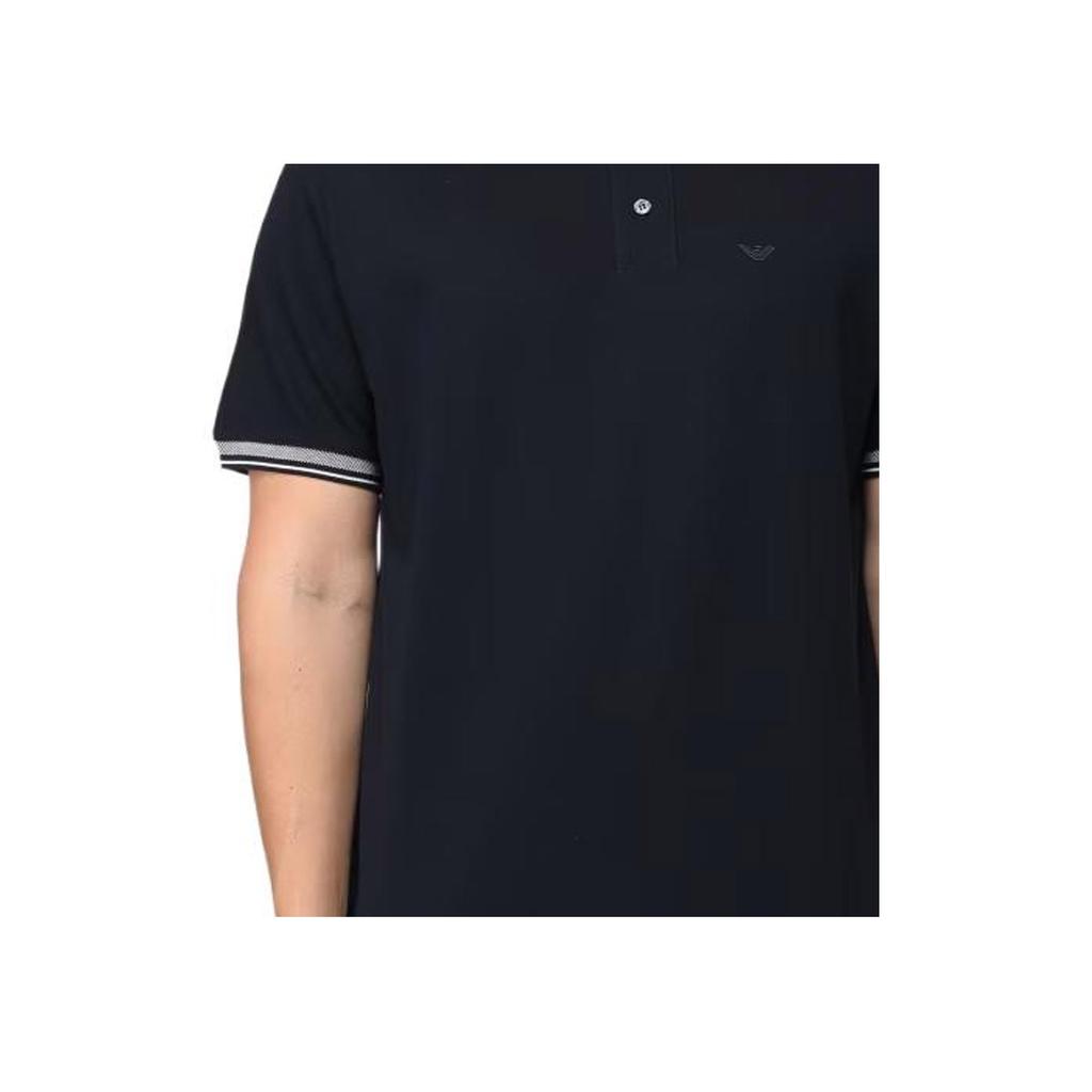 Emporio Armani Color Block Striped Pullover Straight Fit Polo Shirt Men tops Navy-Blue 3D1FM5-1JTKZ-09S7