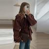 Casual Versatile Solid Color Belt Short Jacket European and American Spring and Autumn New Coat