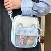 Słodka haftowana torba typu crossbody z kotem w stylu Harajuku, modna przezroczysta torba z odznaką na telefon