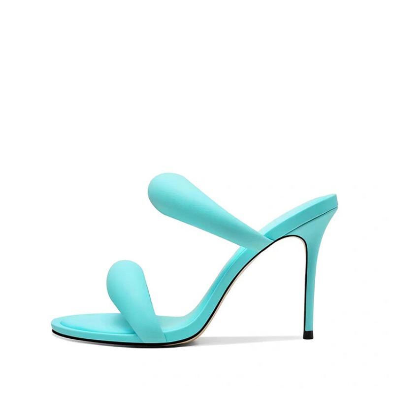 Fashion Brand Design Simple Solid Color Women's Slippers 2024 Summer New High Heel Black Gold Round Head Women's Sandals Size 34-46