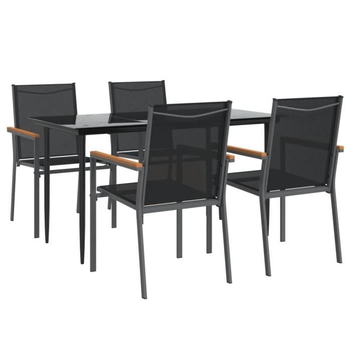 VidaXL Ensemble à manger de jardin 5 pcs noir textilène et acier 3187035