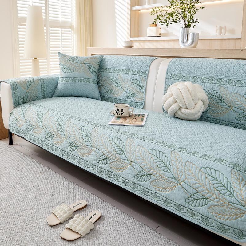 

Pure Cotton Sofa Cushion Universal In All Seasons New Fixed Non-Slip Cover Light Luxury High-End Feeling Cloth Towel Seat Cushion 70*70cm