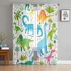 Animal Green Dinosaur Plant Tulle Sheer Window Curtains for Living Room Kitchen Children Bedroom Voile Hanging Curtain