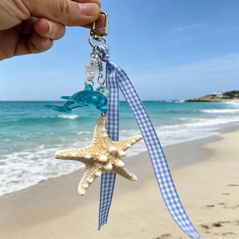 Transparent Blue Acrylic Dolphin Keychain With Flower Charms And  Wings Perfect Bag Decor For Ocean Fans