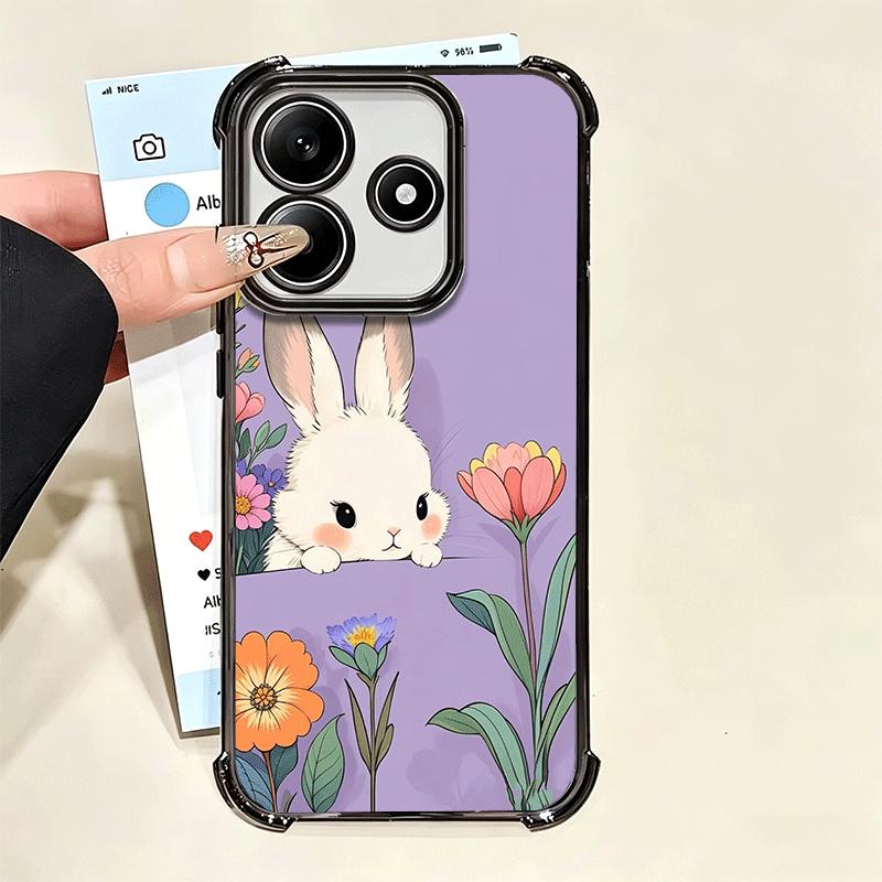 Cute Cartoon Bunny Rabbit Plating Phone Case For Xiaomi Poco X5 X6 X7 X8 Pro Max F8 Ultra F7 M8 M7 M5S Redmi 15C 15 14C 13C 13 X