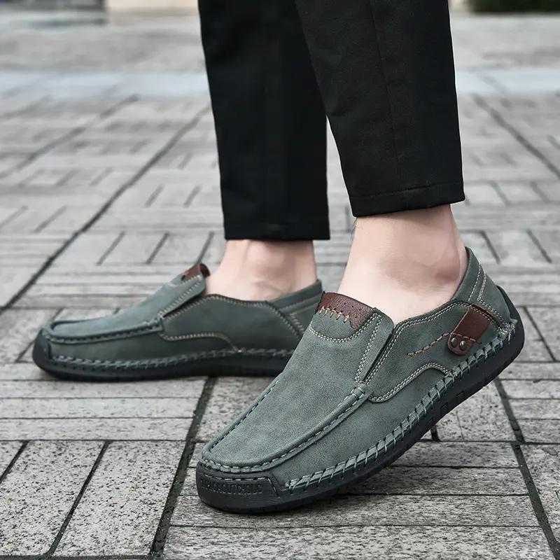 Fashion Genuine Leather Mens Loafers Size 48 Slip on Italian Driving Shoes Chaussure Homme Genuine Leather Men Handmade Casual Shoes