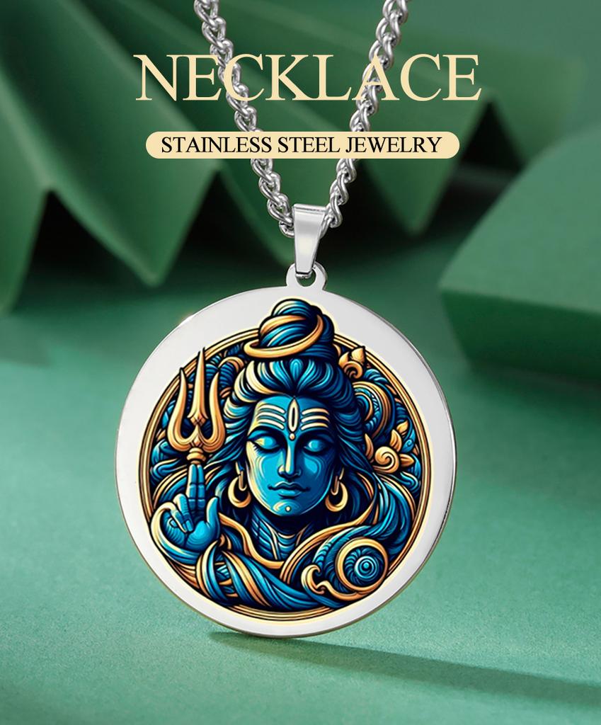 Dawapara Lord Shiva Trident Necklace Hindu God Hinduism Protection Spiritual Amulet Stainless Steel Jewelry Yoga Gift