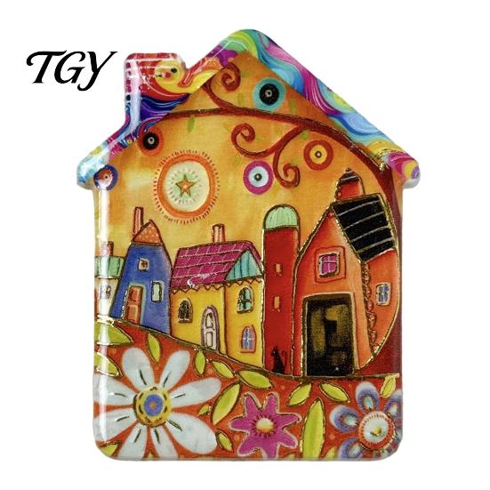 Lockers Decorative Magnets Vintage House Refrigerator Magnet, Colorful Fairy Tale Town Cottage Pattern Fridge Magnetic Kitchen Decoration Accessories