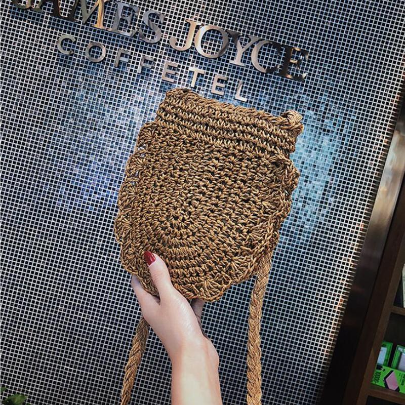 

Yogodlns, женская сумка ручной вязки, летняя пляжная соломенная сумка, женская сумка-мессенджер, маленькая сумка ручной работы, сумка MniCrossbody 17*5*18cm хаки