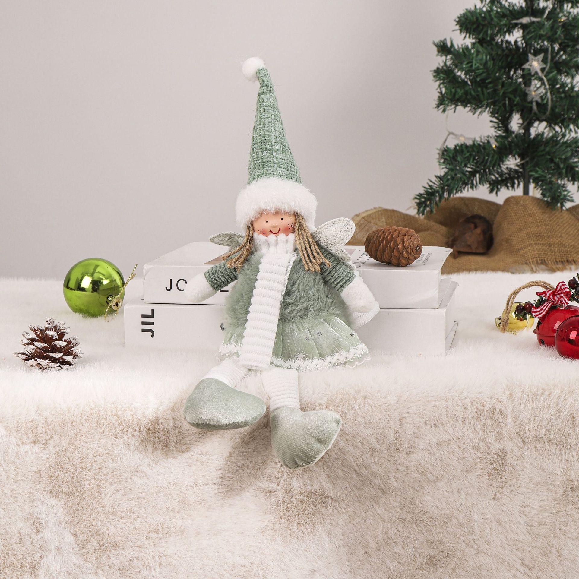 

Світлодіодна різдвяна лялька-ангел з висувними ногами - Мила святкова ельфійська прикраса