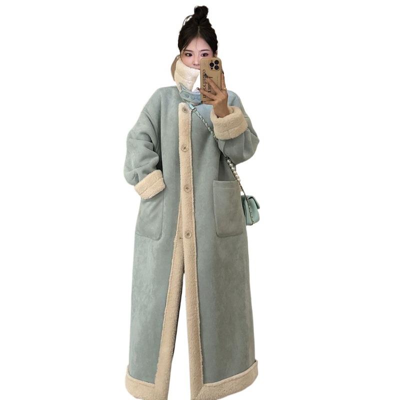 Double-sided suede lamb wool coat women's winter thickened fur long imitation fur coat