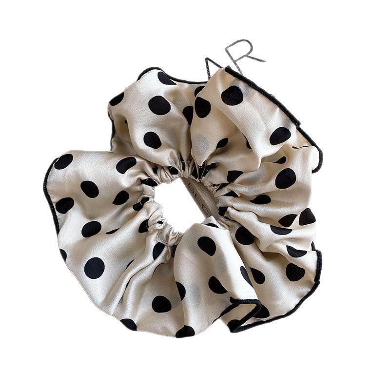 Elegant Polka Dot Fabric Hair Tie - Classic Large Intestine Design, Stylish and Sophisticated Hair Accessory for Women