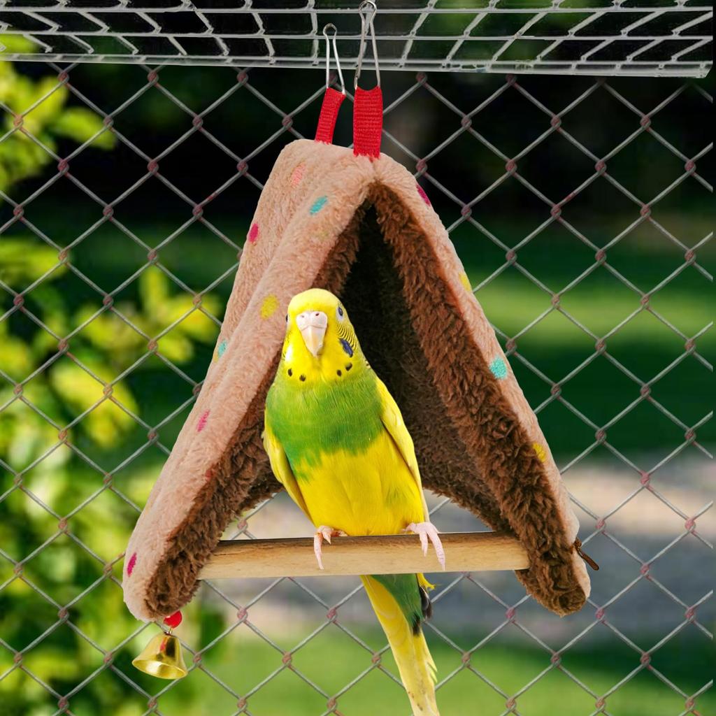 Dreieckiges Vogelnest Vogelhängematte für Käfig Warm Bequem Sitzstange Haus Wellensittichschaukel mit Sitzstange für Vogelkäfig Zubehör