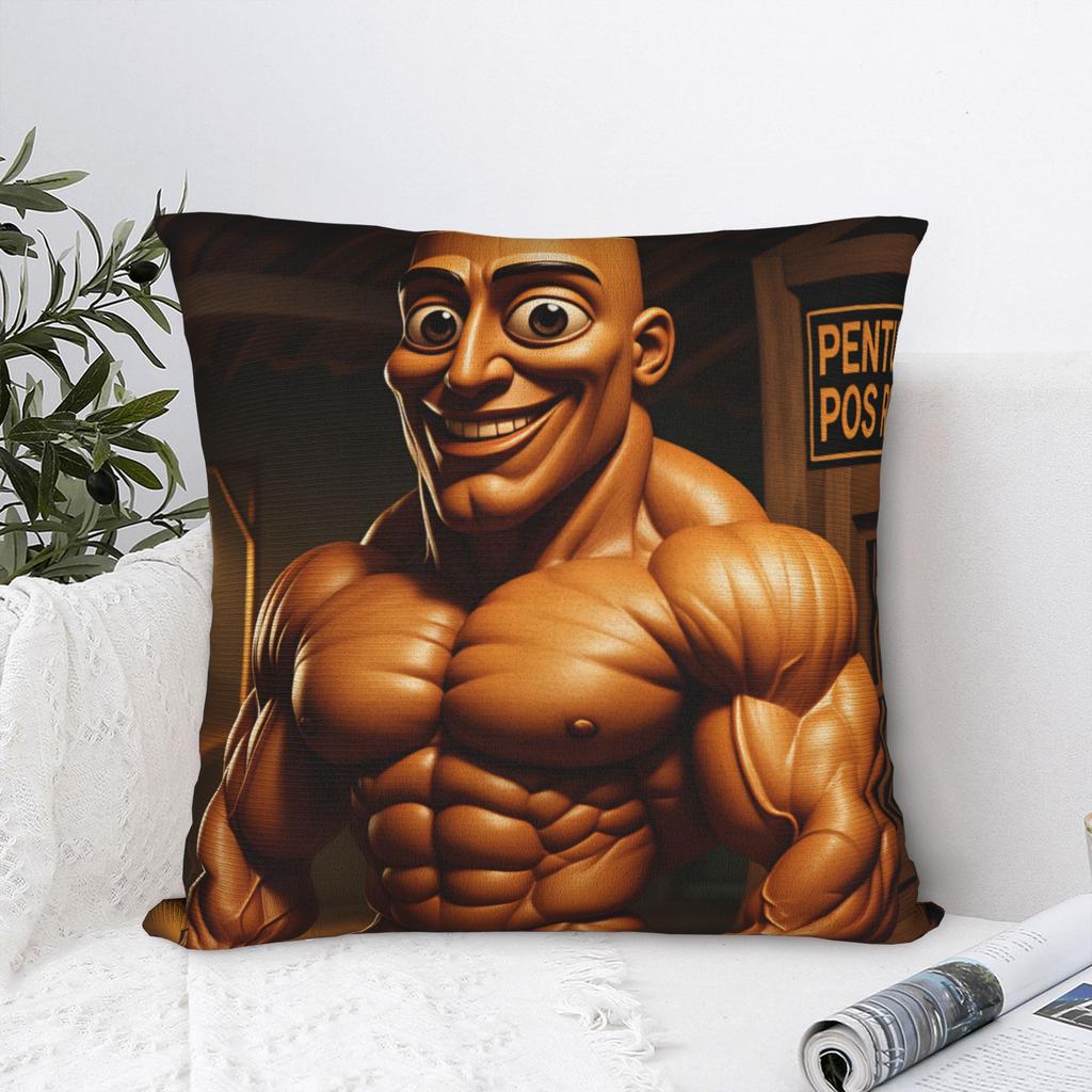 Tung Tung Sahur Funny Ramadan Gym Meme Pillow Cover Comfy Cushion Cover Novelty Pillow Case For Couch Sofa Bedroom