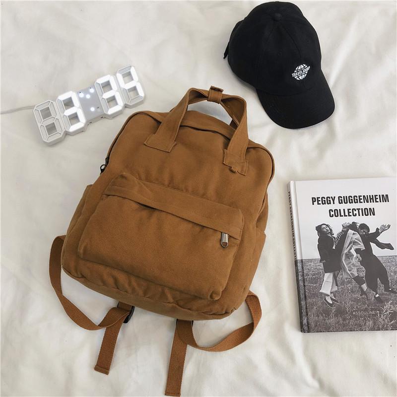 Vintage Men Women Cotton Canvas Backpack College Students Large Capacity Laptop Books Bag Casual Travelling Commuting Backpacks