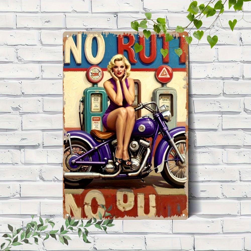 Vintage Motorcycle Metal Tin Sign Retro Biker Garage Wall Decor Industrial Style Art