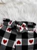 Heart Print Cap Sleeve & Plaid Long Sleeve Set for Girls