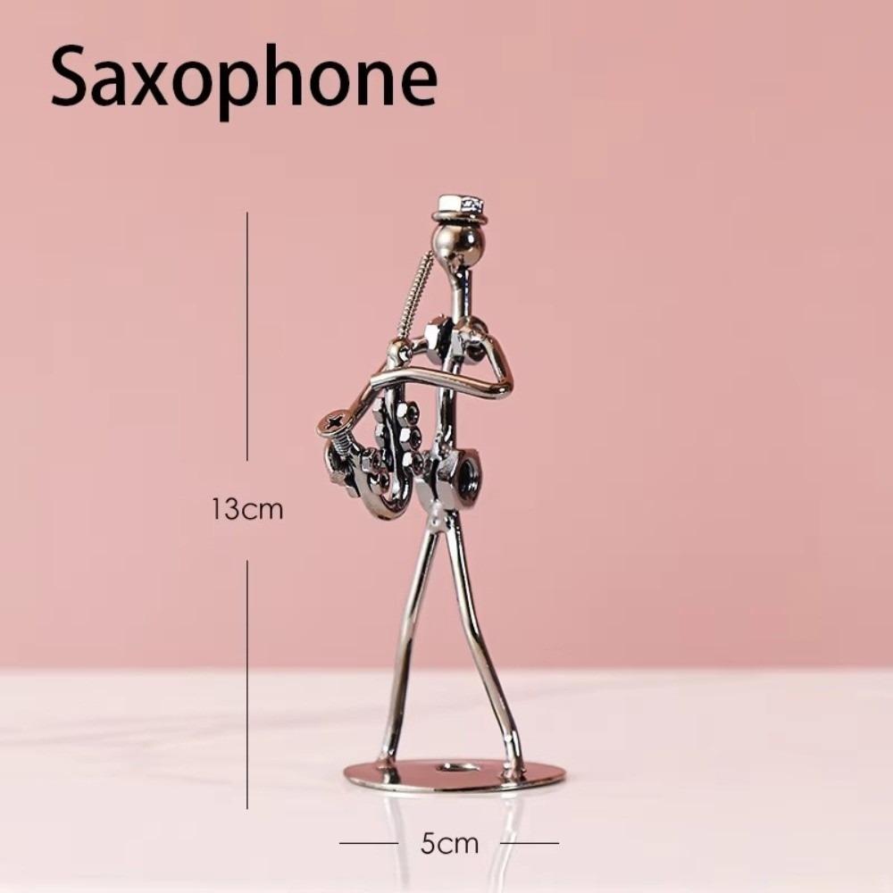 Metal Guitar Player Statue Violin Band Man Model Classical Guitar Decoration  Home Decor Scene