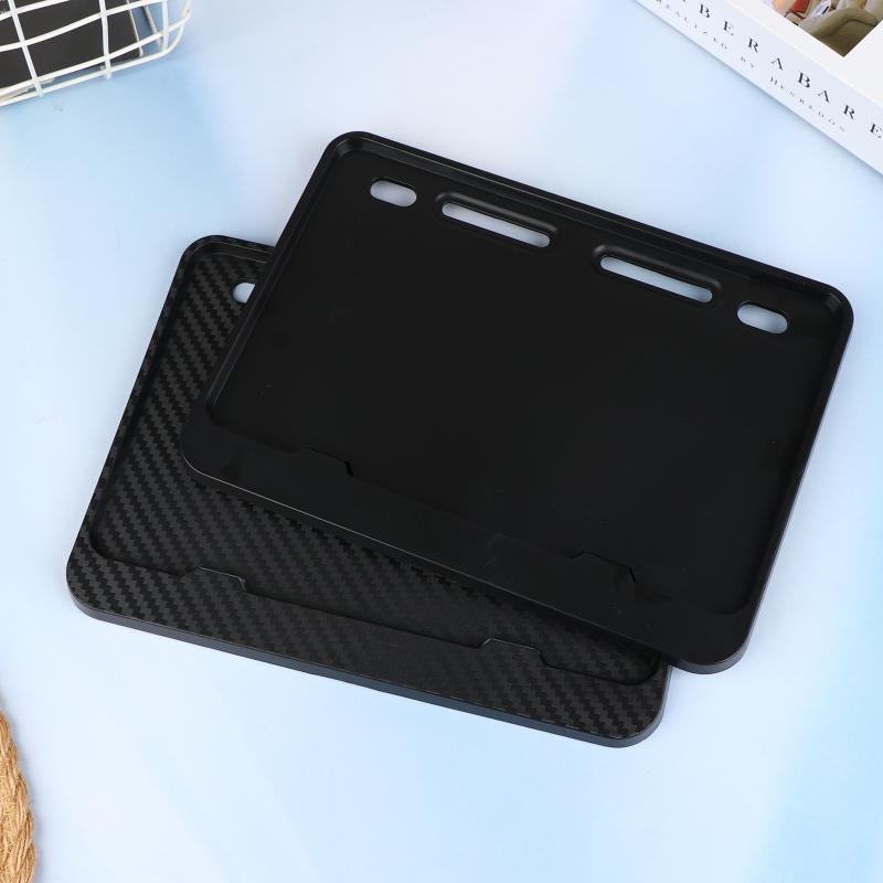 1Pcs Car License Plate Hollow Solid Double-Layer Motorcycle License Plate Frame Carbon Grain Resin License Plate Frame