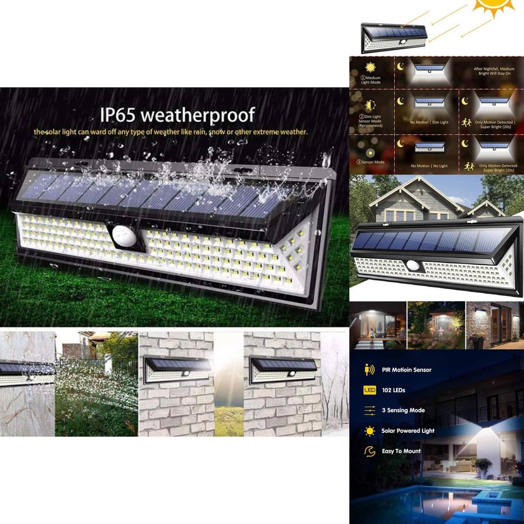 Durable Led Solar Sensor Wall Light For Rural Outdoor Waterproof Garden Lighting