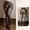Freeauce Large Plus Size Stretchy Black Sexy Pantyhose High Waist Female Open Crotchless Stockings Tights For Oversize Women