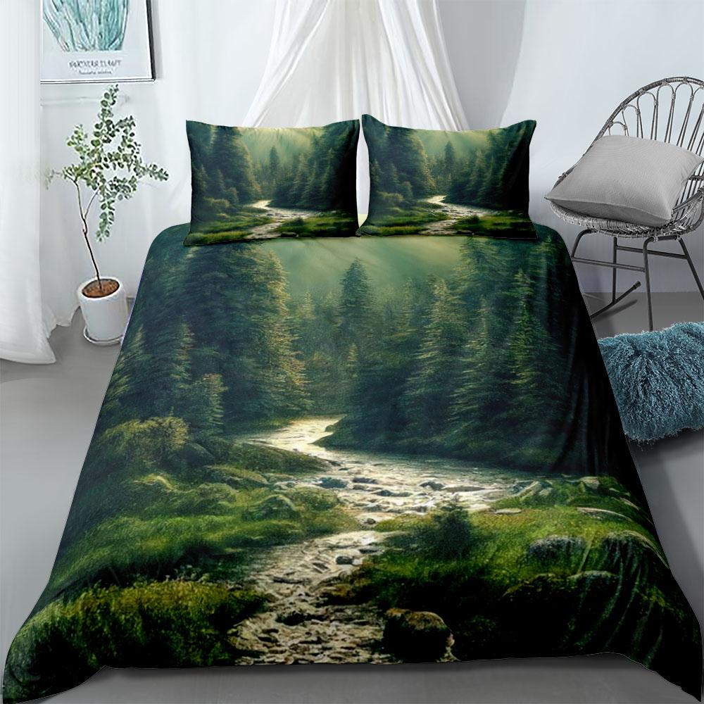 Mountain Lake Duvet Cover Set UK Single Double Queen US Twin Full King Size Pkm Bed Linen Set