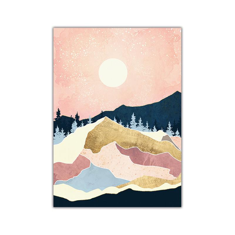 

Абстрактная пейзажная картина, восход солнца, закат, ночь, луна, горное озеро, холст, живопись, постеры и принты, настенное искусство, декор для гостиной 50x70cm No Frame