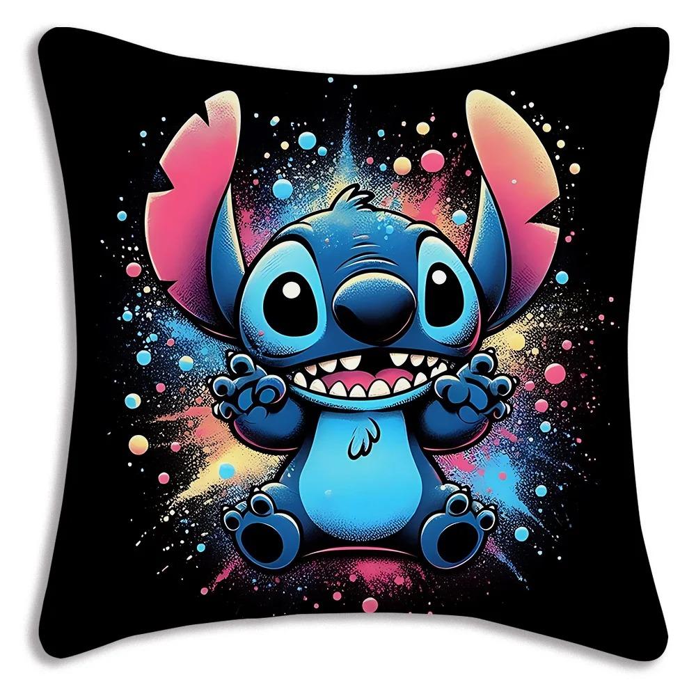 

Home Decor Lovable Stitch Cartoon Pattern Pillow Covers Pattern Cushion Cover Suitable For Sofa Bedroom Car Pillow Cover 16x16Inch