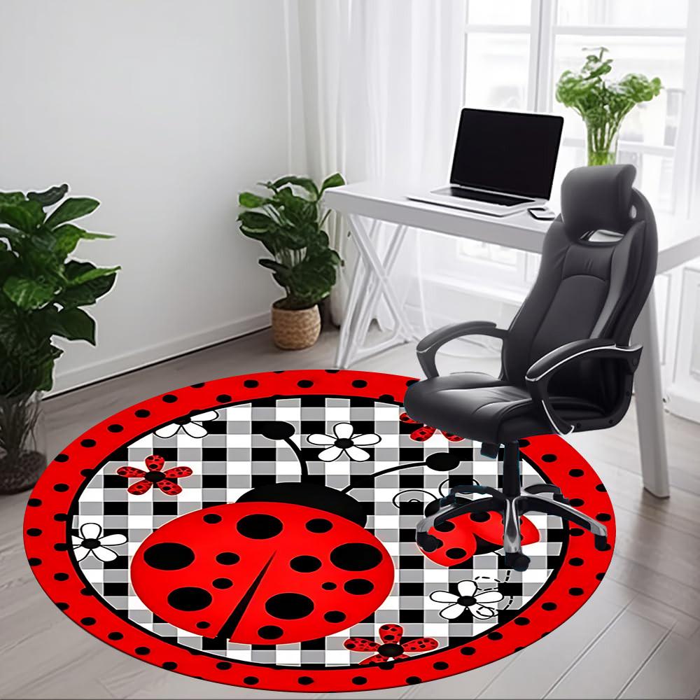 1 Stück Marienkäfer, Karierter Stuhlteppich für das Büro, Rutschfest, Weicher und Langlebiger Büroteppich zur Dekoration, Perfekt für das Büro yy251229143