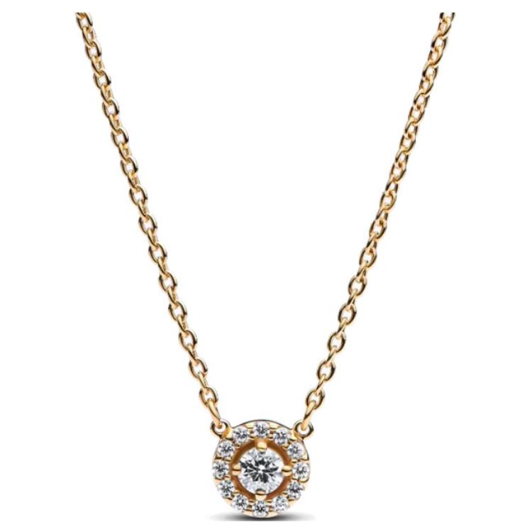 Pandora Pavé Set Circular Pendant Necklace Women necklace Gold 363548C01 Box
