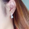Huitan Chic Stylish Geometric Shaped Drop Earrings With Brilliant Women Crystalline Cubic Zircon Stone Dramatic Statement Earrings Bridal Party Event
