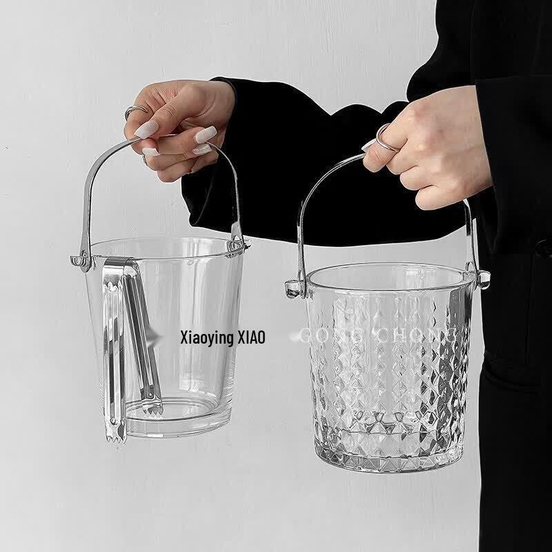 Portable Glass Ice Bucket with Tongs