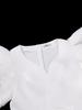 Plus Size Elegant White V-Neck Dress with Ruffle Sleeves and Cinched Waist