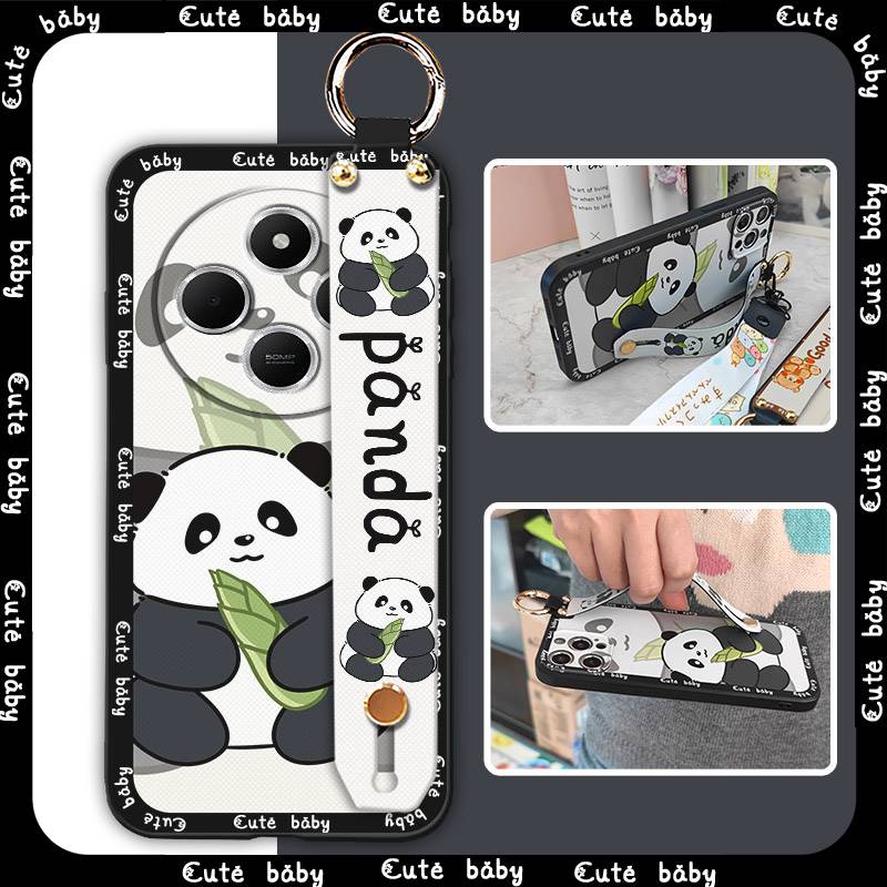 Wristband Back Cover Phone Case For Redmi A4 5G Shockproof Protective Waterproof Soft Case Kickstand Anti-knock Cute