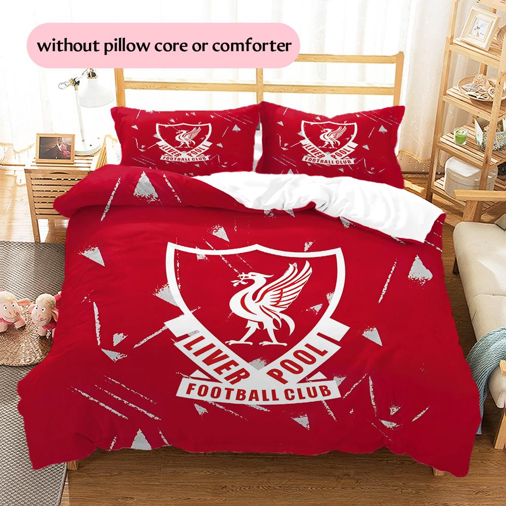 Set Copripiumino Trapuntato con Fantasia Liverpool Football Club Decorazione per la Casa Regalo (1 * copripiumino + 2 * federe senza imbottitura).xwn