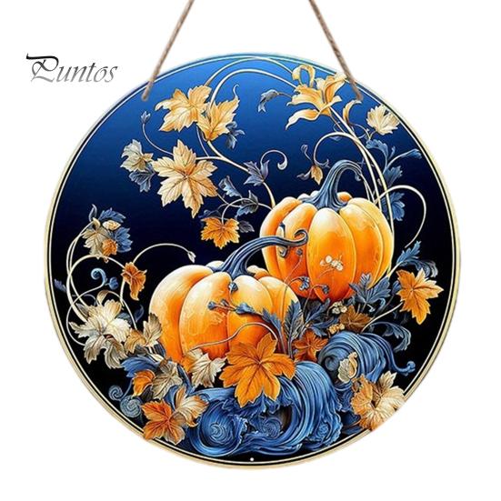 Harvest Festival Party Supplies Welcome Sign for Front Door, Rustic Wooden Hanging Weather Resistant Entryway with Hemp Rope, Autumn Pumpkin