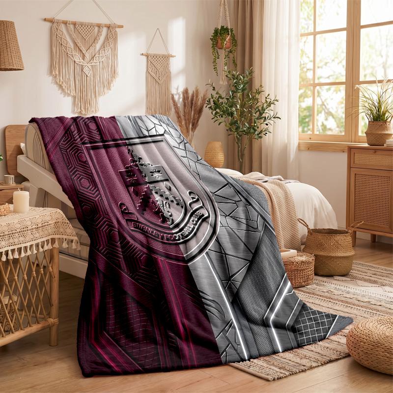 Burnley Football Print Flannel Blanket Soft Warm Sofa Bed Throw Blanket For Home Office Bedroom