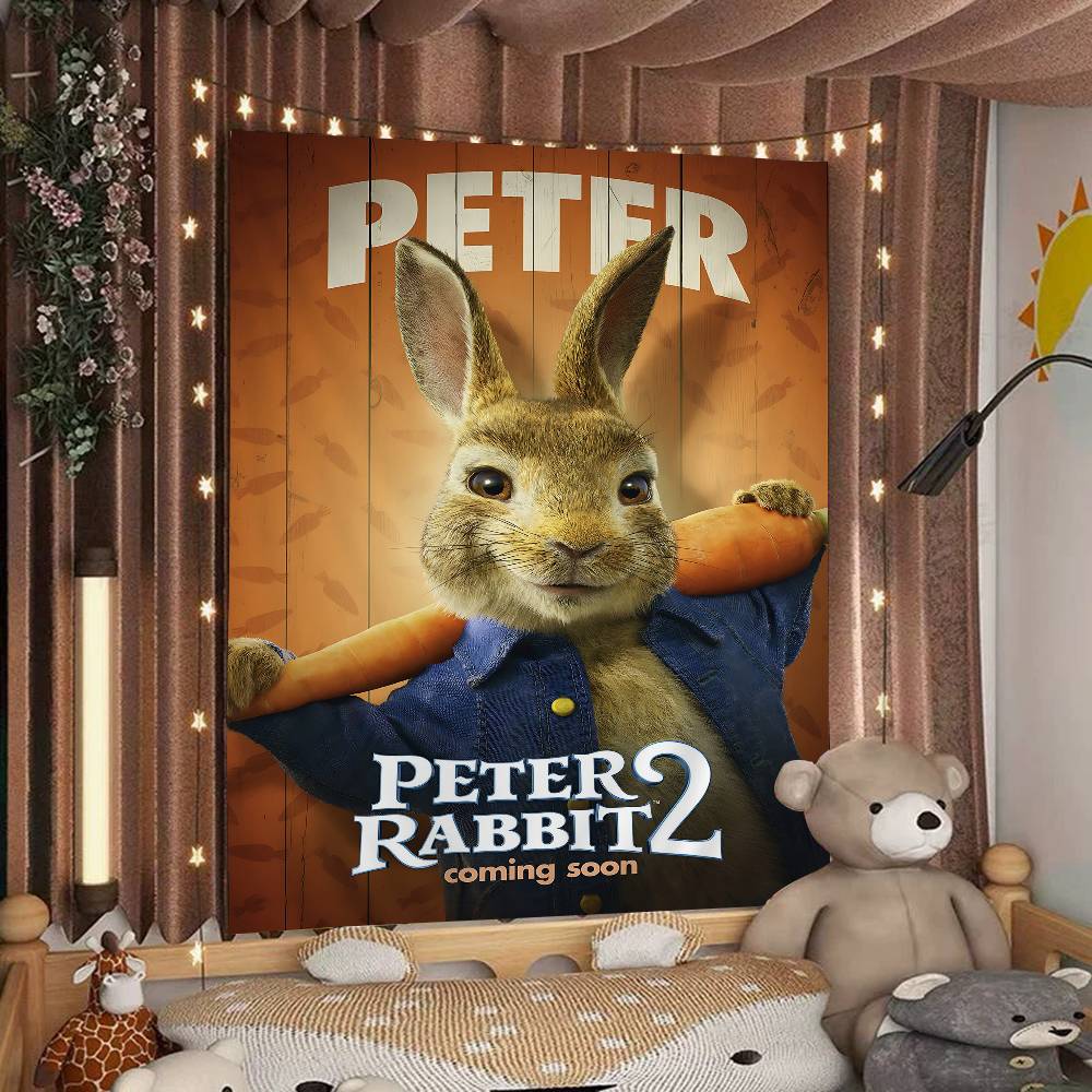 

PPeter Rabbit Cute DIY Wall Tapestry Hippie Flower Wall Carpets Dorm Decor Wall Art Decor 74x94cm(29x37in)