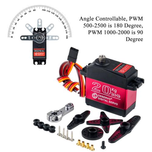 Set of 4 DS3218 Waterproof 20KG Digital Servo, Full Metal Digital Steering Servo with 25T Servo Arm for RC (180)