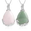1pc New Sweater Chain Teardrop-shaped Natural Stone Rose Necklace Ladies Fresh Pendant Creative Paragraph