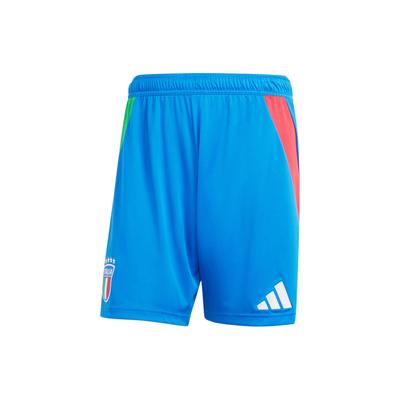 Italy 24 Away Shorts Logo Print Color Block Elastic Waist Straight Leg Football Pants Fan Edition Men Shorts Blue IQ0486