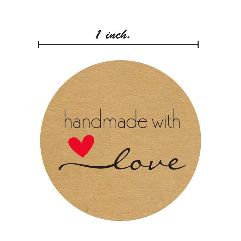 50-500Pcs Kraft Paper Homemade With Love Stickers Scrapbooking For Envelope And Package Seal Labels Sticker Stationery Handmade