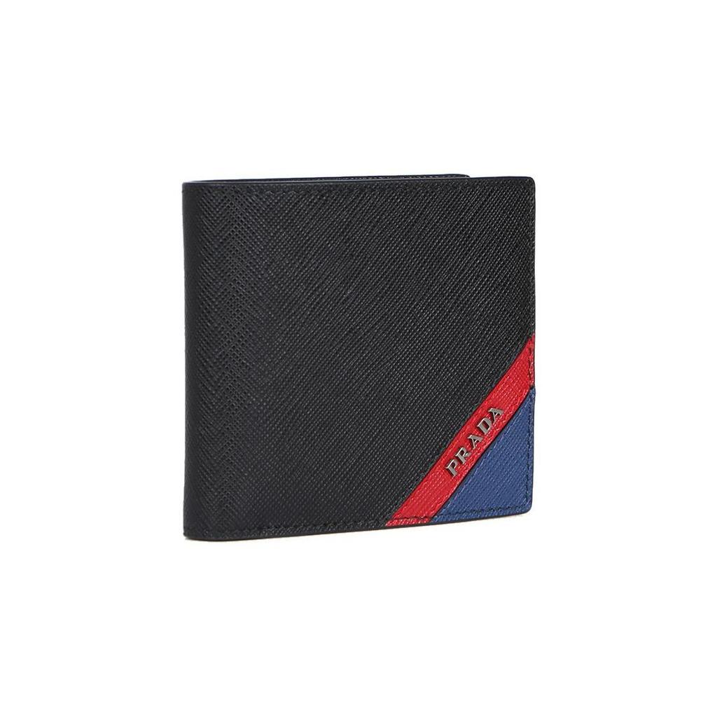 Prada Logo Full Card Slot Design Leather Wallet Men Wallets Black Blue 2MO912-2EGO-F0UDN